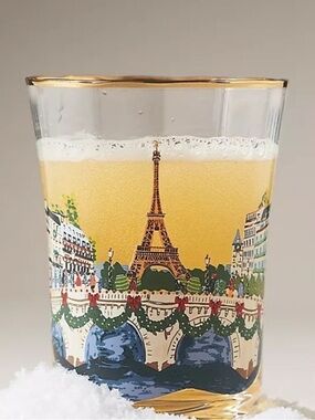 ❤️Holiday in the City 2024 Paris Themed Juice Glass with Gold Rim - Anthro NWT